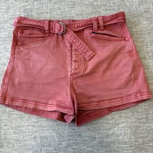 Free People Shorts Womens 4 Faded Fucia Belted Pockets Summer Boho Retro Hi Rise